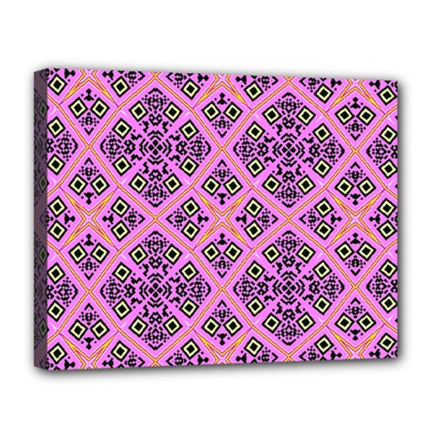 Seamless Wallpaper Geometric Pink Canvas 14  X 11  (stretched) by Pakrebo