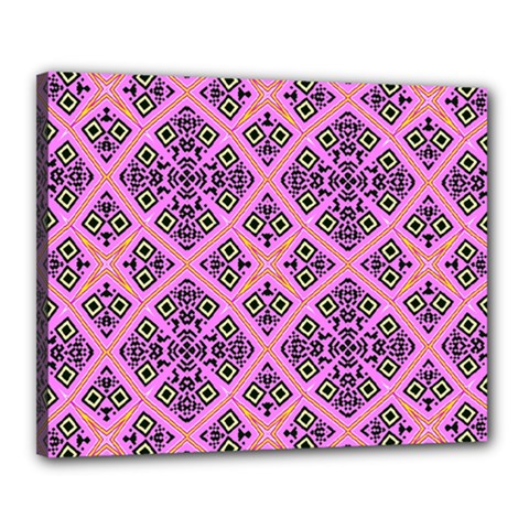 Seamless Wallpaper Geometric Pink Canvas 20  X 16  (stretched) by Pakrebo