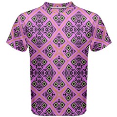 Seamless Wallpaper Geometric Pink Men s Cotton Tee by Pakrebo