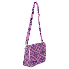 Seamless Wallpaper Geometric Pink Shoulder Bag With Back Zipper