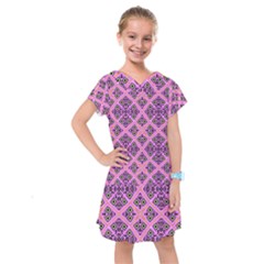 Seamless Wallpaper Geometric Pink Kids  Drop Waist Dress by Pakrebo