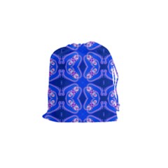 Seamless Fractal Blue Wallpaper Drawstring Pouch (small) by Pakrebo