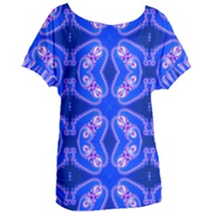 Seamless Fractal Blue Wallpaper Women s Oversized Tee by Pakrebo