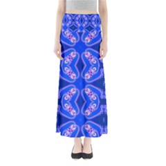 Seamless Fractal Blue Wallpaper Full Length Maxi Skirt by Pakrebo