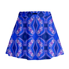 Seamless Fractal Blue Wallpaper Mini Flare Skirt by Pakrebo