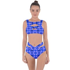 Seamless Fractal Blue Wallpaper Bandaged Up Bikini Set  by Pakrebo