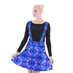 Seamless Fractal Blue Wallpaper Suspender Skater Skirt by Pakrebo