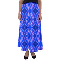 Seamless Fractal Blue Wallpaper Flared Maxi Skirt by Pakrebo