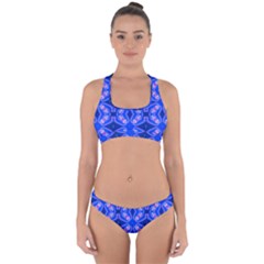 Seamless Fractal Blue Wallpaper Cross Back Hipster Bikini Set by Pakrebo