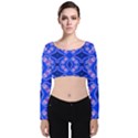 Seamless Fractal Blue Wallpaper Velvet Long Sleeve Crop Top View1