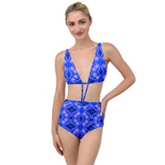 Seamless Fractal Blue Wallpaper Tied Up Two Piece Swimsuit by Pakrebo