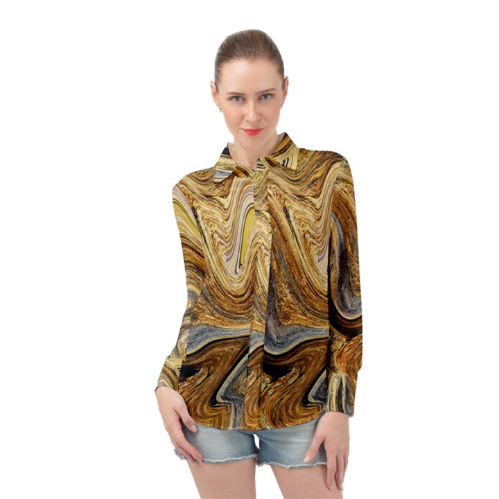 Abstract Acrylic Art Artwork Long Sleeve Chiffon Shirt