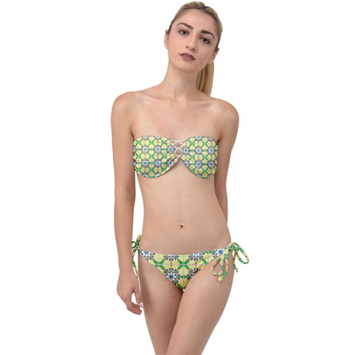 Seamless Wallpaper Digital Art Pattern Twist Bandeau Bikini Set