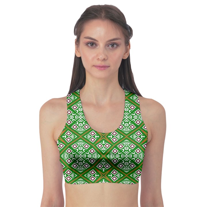 Symmetry Digital Art Pattern Green Sports Bra