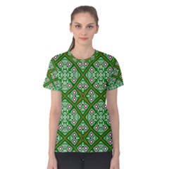 Symmetry Digital Art Pattern Green Women s Cotton Tee