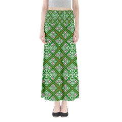 Symmetry Digital Art Pattern Green Full Length Maxi Skirt