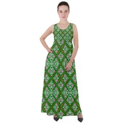 Symmetry Digital Art Pattern Green Empire Waist Velour Maxi Dress