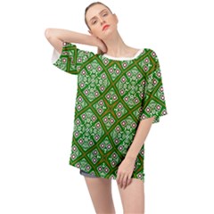 Symmetry Digital Art Pattern Green Oversized Chiffon Top