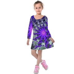 Fractal Rendering Digital Art Kids  Long Sleeve Velvet Dress