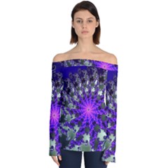 Fractal Rendering Digital Art Off Shoulder Long Sleeve Top by Pakrebo