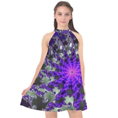 Fractal Rendering Digital Art Halter Neckline Chiffon Dress  by Pakrebo