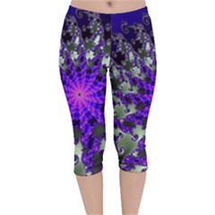 Fractal Rendering Digital Art Velvet Capri Leggings 