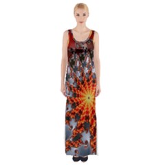 Fractal Rendering Spiral Twist Art Maxi Thigh Split Dress by Pakrebo