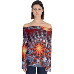 Fractal Rendering Spiral Twist Art Off Shoulder Long Sleeve Top by Pakrebo