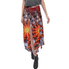 Fractal Rendering Spiral Twist Art Velour Split Maxi Skirt