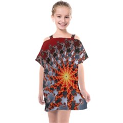 Fractal Rendering Spiral Twist Art Kids  One Piece Chiffon Dress