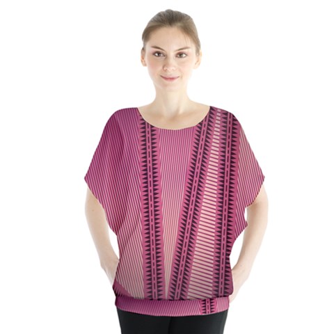 Background Pink Pattern Batwing Chiffon Blouse by Pakrebo