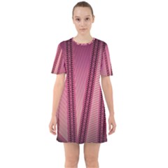 Background Pink Pattern Sixties Short Sleeve Mini Dress by Pakrebo