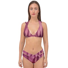 Background Pink Pattern Double Strap Halter Bikini Set by Pakrebo