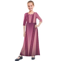 Background Pink Pattern Kids  Quarter Sleeve Maxi Dress by Pakrebo