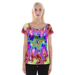 Fractals Abstraction Space Cap Sleeve Top by Pakrebo