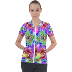 Fractals Abstraction Space Short Sleeve Zip Up Jacket