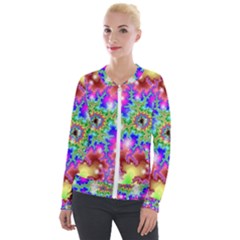 Fractals Abstraction Space Velour Zip Up Jacket by Pakrebo