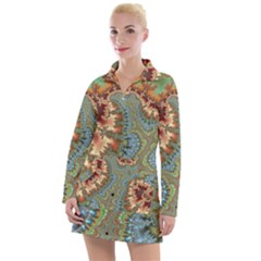 Fractal Rendering Pattern Abstract Women s Long Sleeve Casual Dress