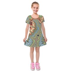 Fractal Rendering Pattern Abstract Kids  Short Sleeve Velvet Dress by Pakrebo