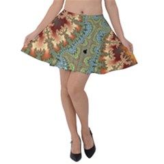 Fractal Rendering Pattern Abstract Velvet Skater Skirt by Pakrebo