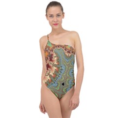 Fractal Rendering Pattern Abstract Classic One Shoulder Swimsuit by Pakrebo