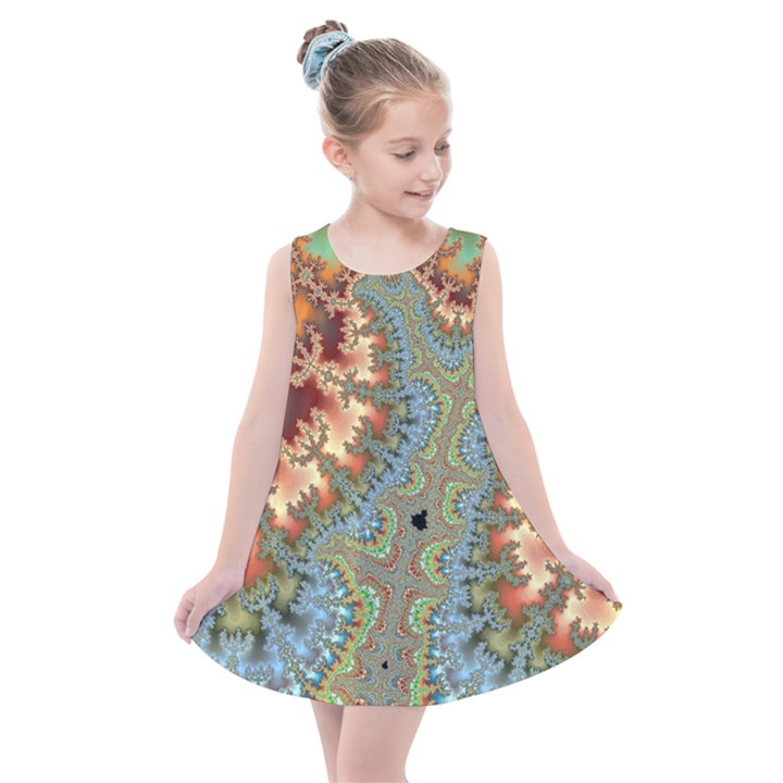 Fractal Rendering Pattern Abstract Kids  Summer Dress