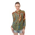 Fractal Rendering Pattern Abstract Long Sleeve Chiffon Shirt View1