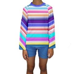 Cotton Candy Stripes Kids  Long Sleeve Swimwear