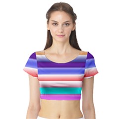 Cotton Candy Stripes Short Sleeve Crop Top