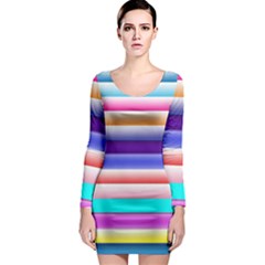 Cotton Candy Stripes Long Sleeve Bodycon Dress