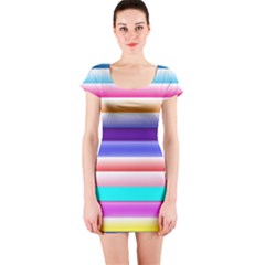 Cotton Candy Stripes Short Sleeve Bodycon Dress