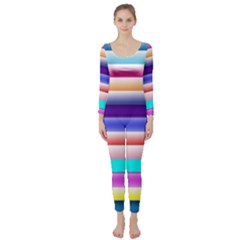 Cotton Candy Stripes Long Sleeve Catsuit