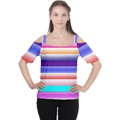 Cotton Candy Stripes Cutout Shoulder Tee