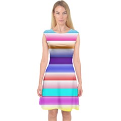 Cotton Candy Stripes Capsleeve Midi Dress